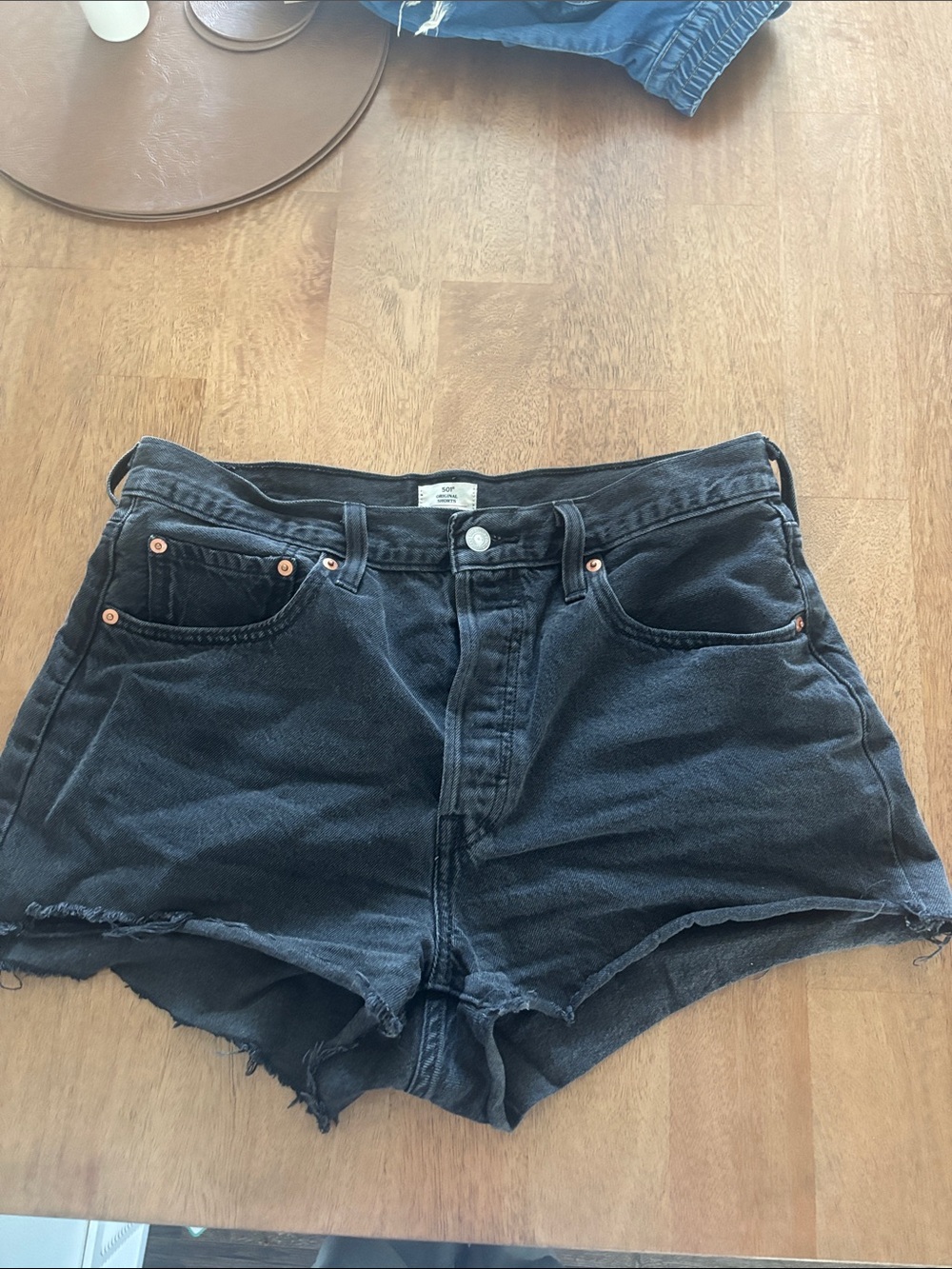 Levi's Black Cutoff Denim Shorts with Raw Hem